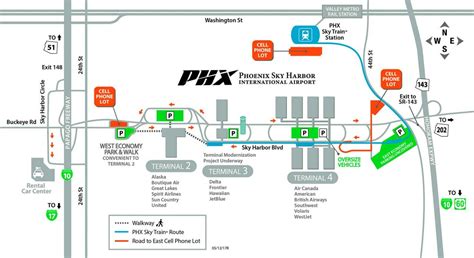 Terminals map Phoenix Sky Harbor International Airport PHX