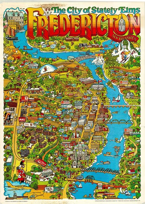 Old touristy style map of Fredericton from 1979ish. : r/fredericton