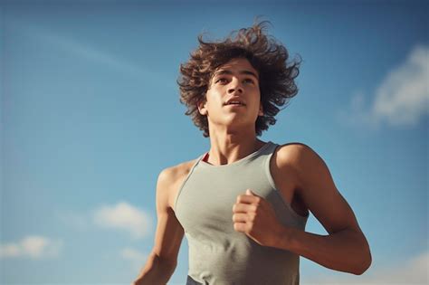 Premium AI Image | Young male athlete doing exercise outdoors