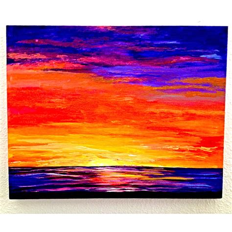 Bright Sunset over Water acrylic painting