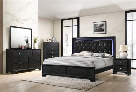 Micah Black LED Bedroom Furniture Sets | Urban Furniture Outlet