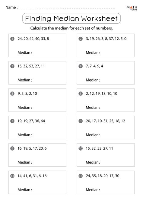 Mean Median Mode Range Worksheets - Math Monks