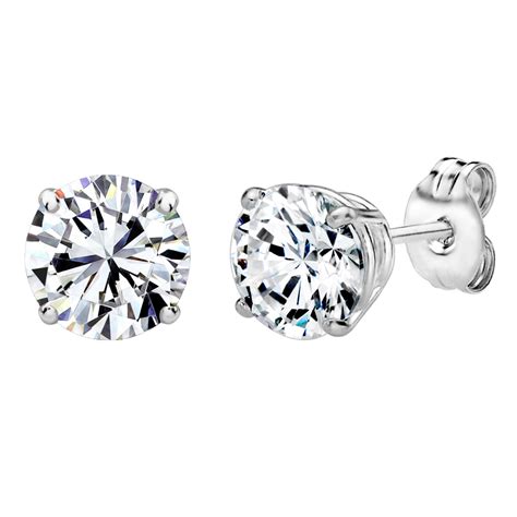 Sterling Silver 5mm Round Stud Earrings Made with Swarovski Zirconia 1. ...