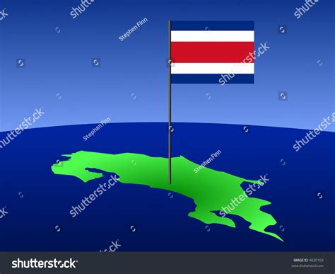 map of Costa Rica and Costa Rican flag on pole - Royalty Free Stock ...