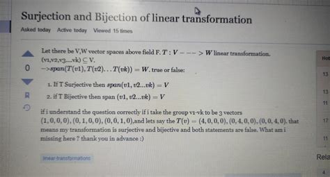 Solved Surjection and Bijection of linear transformation | Chegg.com