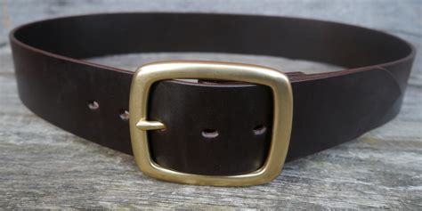 2 Inch Wide Men's Leather Belt, 120g Solid Brass Centre-bar Buckle ...