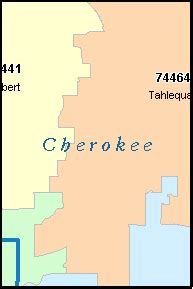 CHEROKEE County, Oklahoma Digital ZIP Code Map