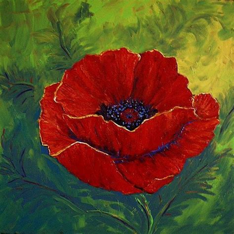 Vibrant Red Iceland Poppy Painting