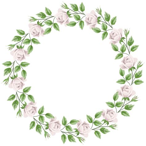 White Rose Border Frame Transparent PNG Clip Art