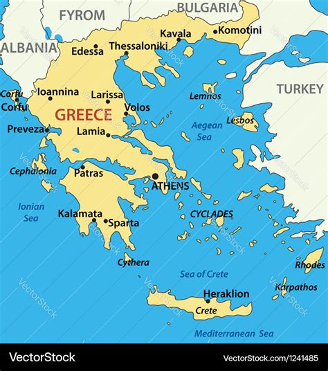 Map greece Royalty Free Vector Image - VectorStock