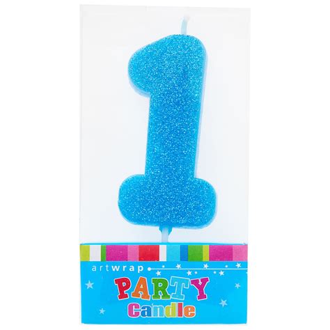 Artwrap Number 1 Glitter Candle - Blue | The Reject Shop