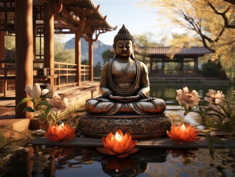 Premium Photo | Buddha statue HD 8K wallpaper Stock Photographic Image