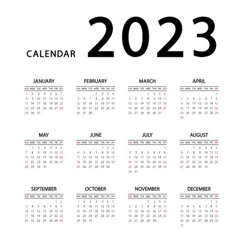 Premium Vector | Calendar 2023 year. The week starts Sunday. Annual ...