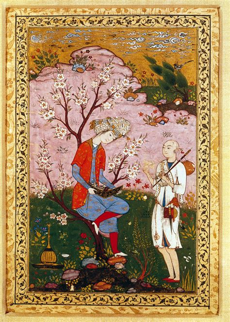 Youth & Dervish in Conversation (ca.1590 CE Safavid Miniature Painting ...