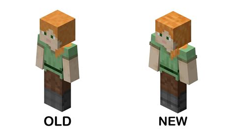 What are the changes in new Steve and Alex skins in Minecraft?