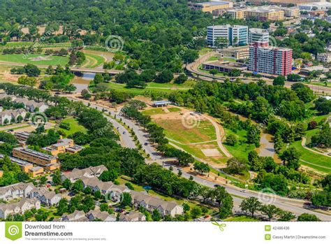 Downtown Houston Buildings and Parks Stock Photo - Image of highrises ...