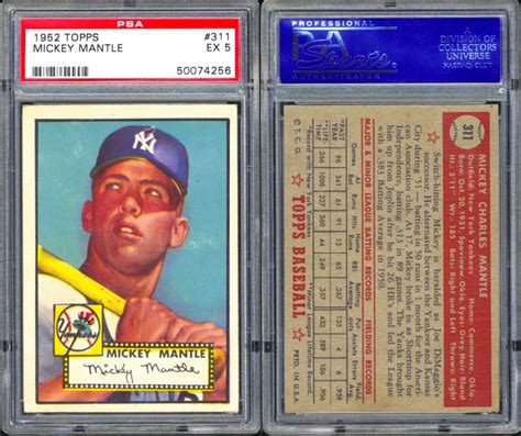 Lot Detail - 1952 Topps #311 Mickey Mantle PSA 5 EX