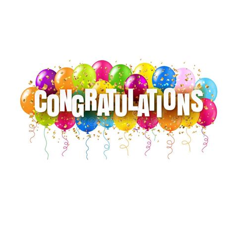 Congratulations Card and Colorful Balloons White Background Stock ...