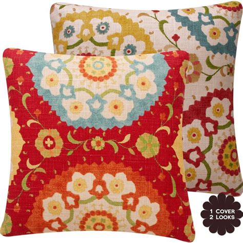 Red, Yellow and Blue Boho Throw Pillows | Boho throw pillows, Red ...