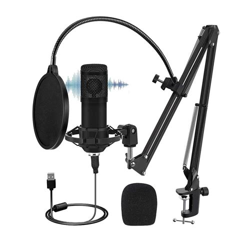 Condenser Microphone Kit with Double Layer Filter Adjustable Arm Stand ...