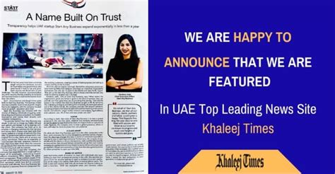 Start Any Business is now Featured on the Khaleej Times