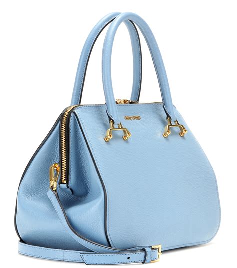 Miu Miu Leather Shoulder Bag in Blue - Lyst