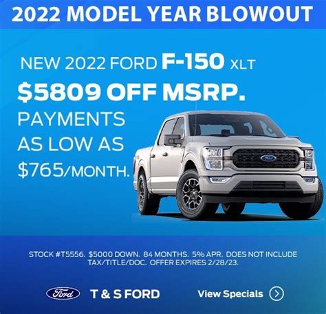 New Ford Vehicle Specials at T and S Ford