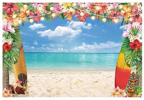 7x5ft Fabric Summer Hawaiian Beach Backdrop for Photography Tropical ...