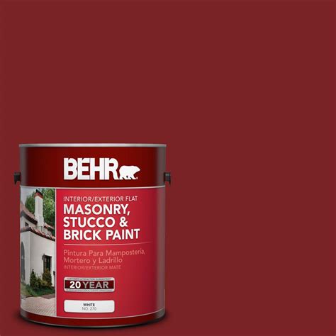 BEHR 1 gal. #SC-112 Barn Red Flat Interior/Exterior Masonry, Stucco and ...