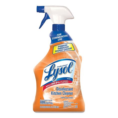 Lysol Commercial Disinfectant Kitchen Cleaner, 32oz Spray Bottle, 12/C ...