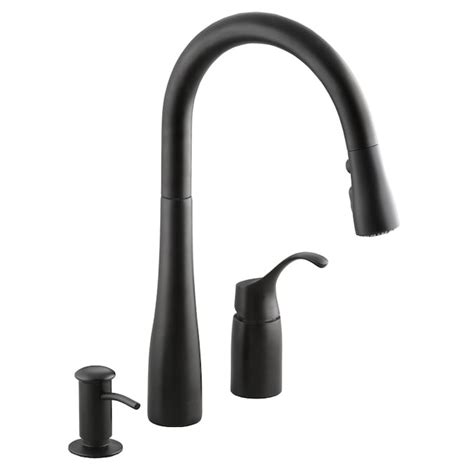 KOHLER Simplice Matte Black 1-Handle Pull-Down Kitchen Faucet in the ...