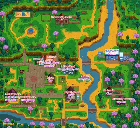 Stardew Valley: Map und Karte mit Einwohnern und Orten (auch Pelican Town)