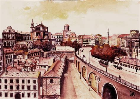 Town scenery watercolor painting Custom city landscape | Etsy