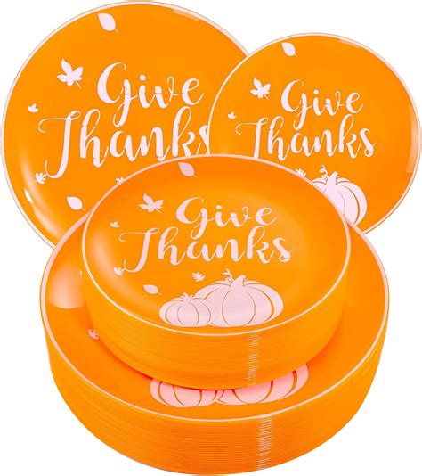 Amazon.com: LIYH 60pcs Thanksgiving Plastic Pumpkin Plates,Plastic ...