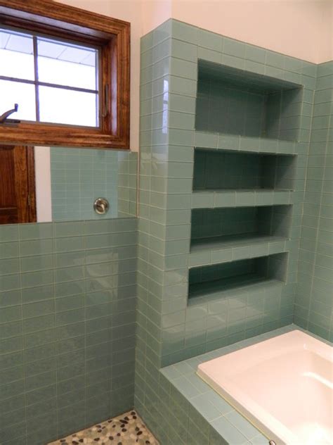 Sage Green Glass Tile Shower - Contemporary - Bathroom - Other - by ...