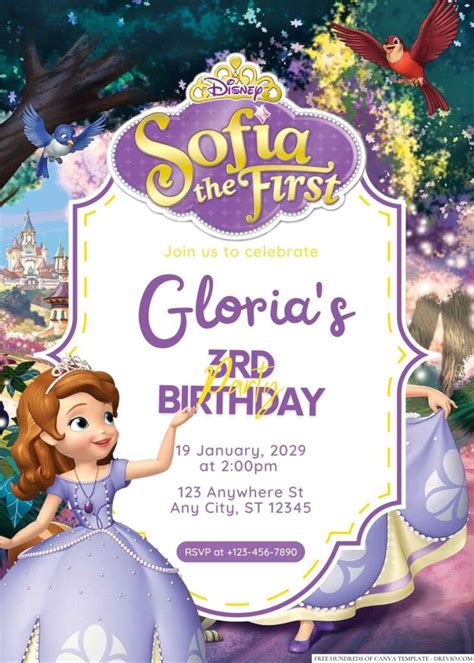 Free Editable Sofia the First Birthday Invitation | Download Hundreds ...