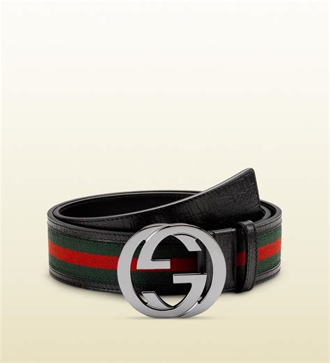 Gucci Signature Web Belt With Interlocking G Buckle in Green (Red) - Lyst