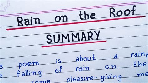 Rain on The Roof | SUMMARY of The Poem | NCERT | Class - 9 | - YouTube