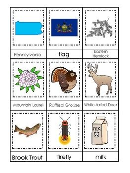 Pennsylvania State Symbols themed 3 Part Matching Preschool Literacy ...