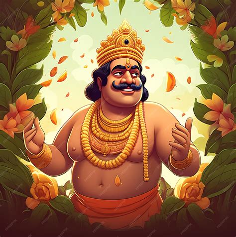 Maveli painting Mahabali Maveli drawing cartoon vector digital art ...