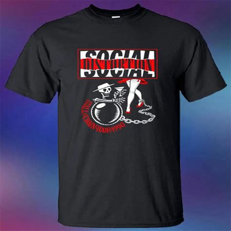 New Social Distortion Ball Chain Tour 1990 Logo Mens Black T Shirt Size ...