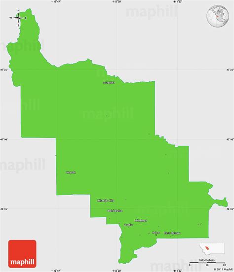 Political Simple Map of Lewis and Clark County, single color outside