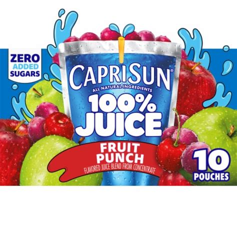 Capri Sun 100% Juice Fruit Punch Naturally Flavored Juice Box Pouches ...