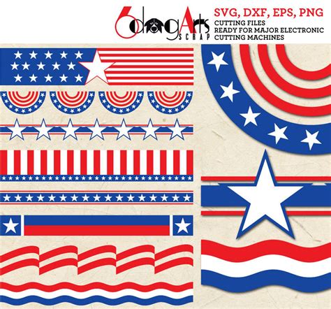 America 4th of July USA Flag Banners Vector Digital Cut Files - Etsy