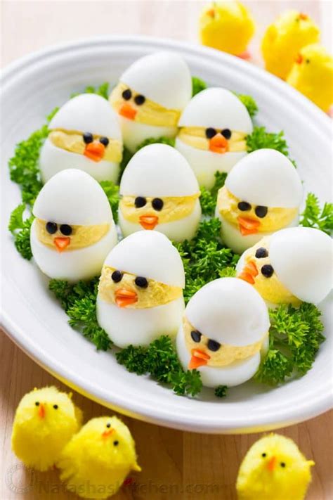 Easter Egg Recipe - Deviled Egg Chicks - NatashasKitchen.com