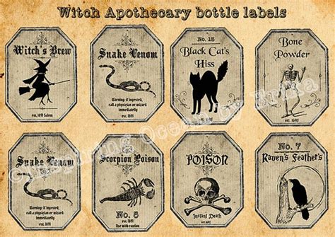 Witch apothecary printable bottle labels