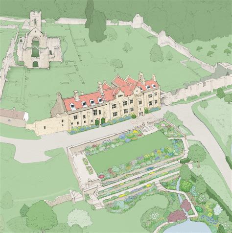 Nick Ellwood | Illustrated map for Mount Grace Priory House & Gardens