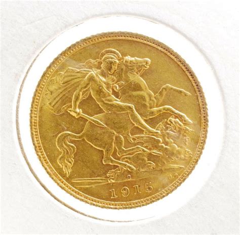 1915 Sydney Mint Half Gold Sovereign Coin - Coins - Numismatics, Stamps ...