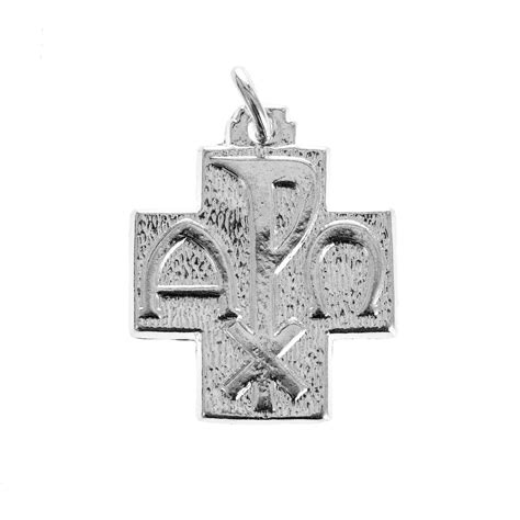 Pendant cross with Alpha Omega symbol in sterling silver 2cm | online ...