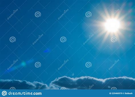 Blue, Blue Sky with Sun in Frame Stock Photo - Image of bright, clean ...